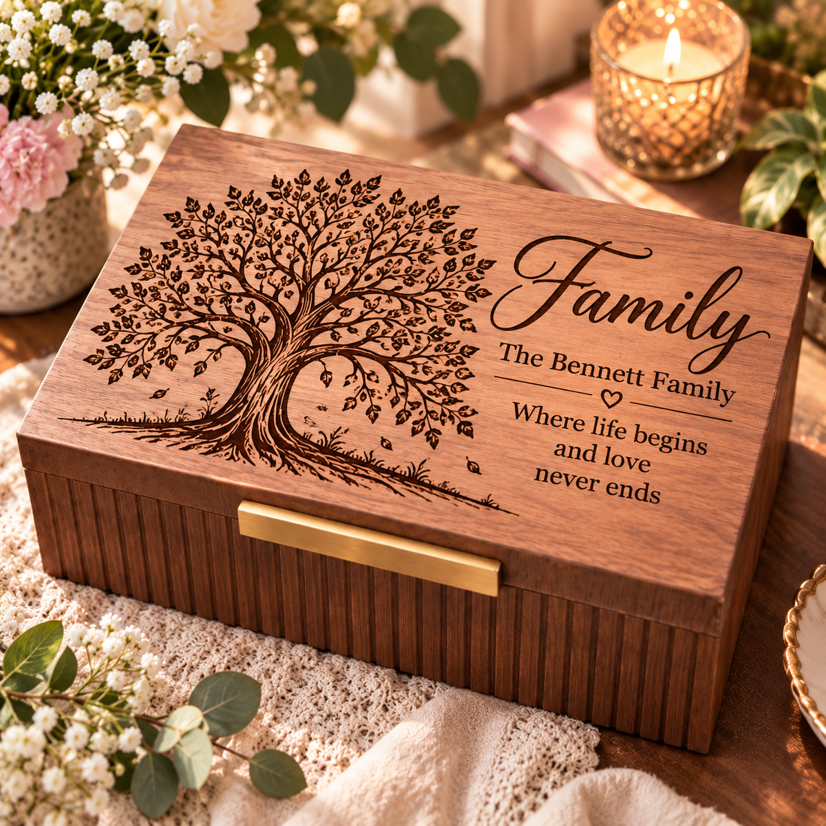 Personalized Keepsake Box for Women, Custom Engraved Memory Box, Gift for Her, Mom, Wife, Daughter, Birthday, Mother’s Day Gift