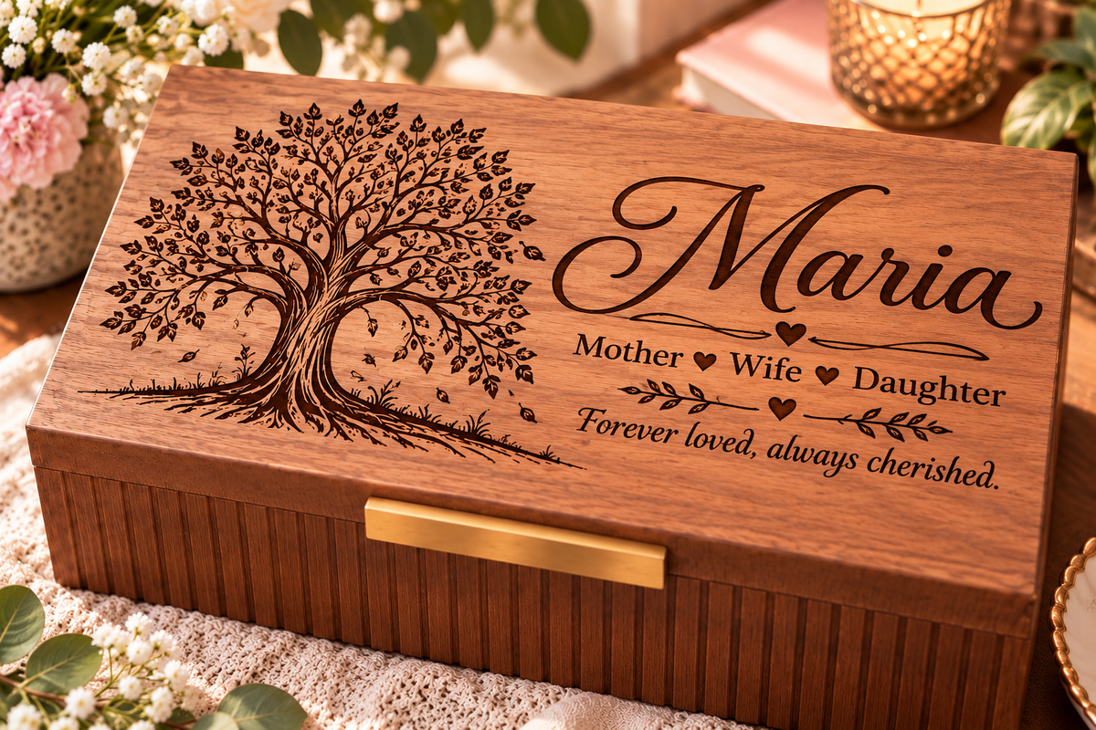 Personalized Keepsake Box for Women, Custom Engraved Memory Box, Gift for Her, Mom, Wife, Daughter, Birthday, Mother’s Day Gift