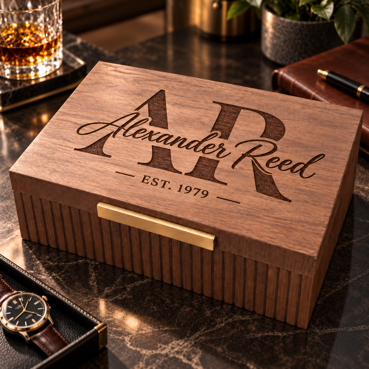 Personalized Wooden Keepsake Box for Men, Custom Engraved Memory Box, Gift for Him, Husband, Dad, Groomsman, Birthday or Christmas Gift