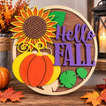 Multilayer Birch Wood Fall Sign, Pumpkin Sunflower Autumn Decor (11.875" H x 10.875" W)