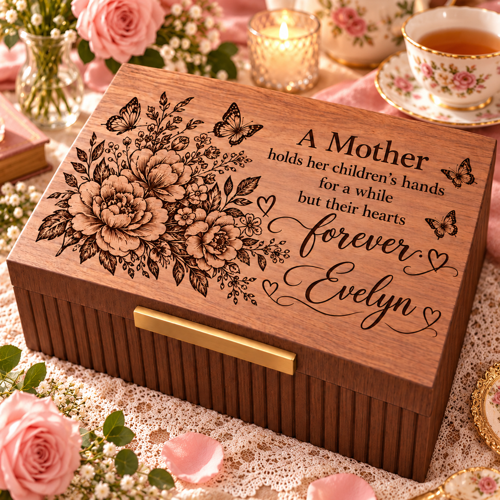Personalized Keepsake Box for Women, Custom Engraved Memory Box, Gift for Her, Mom, Wife, Daughter, Birthday, Mother’s Day Gift