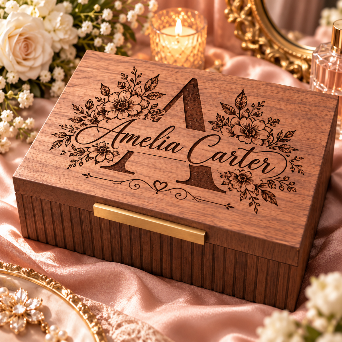 Personalized Keepsake Box for Women, Custom Engraved Memory Box, Gift for Her, Mom, Wife, Daughter, Birthday, Mother’s Day Gift