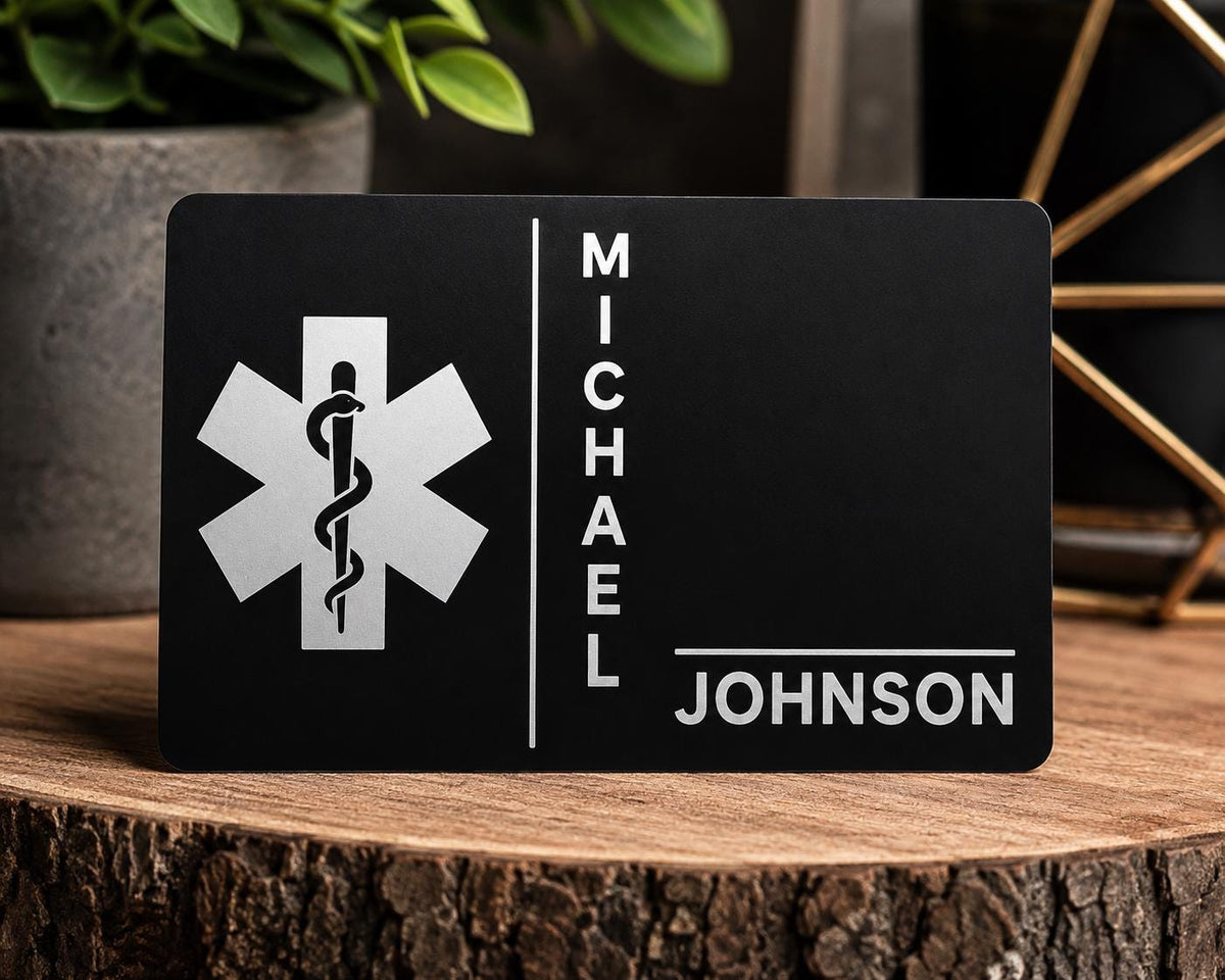 Personalized Emergency Medical ID Card with Free Magnetic Storage Case