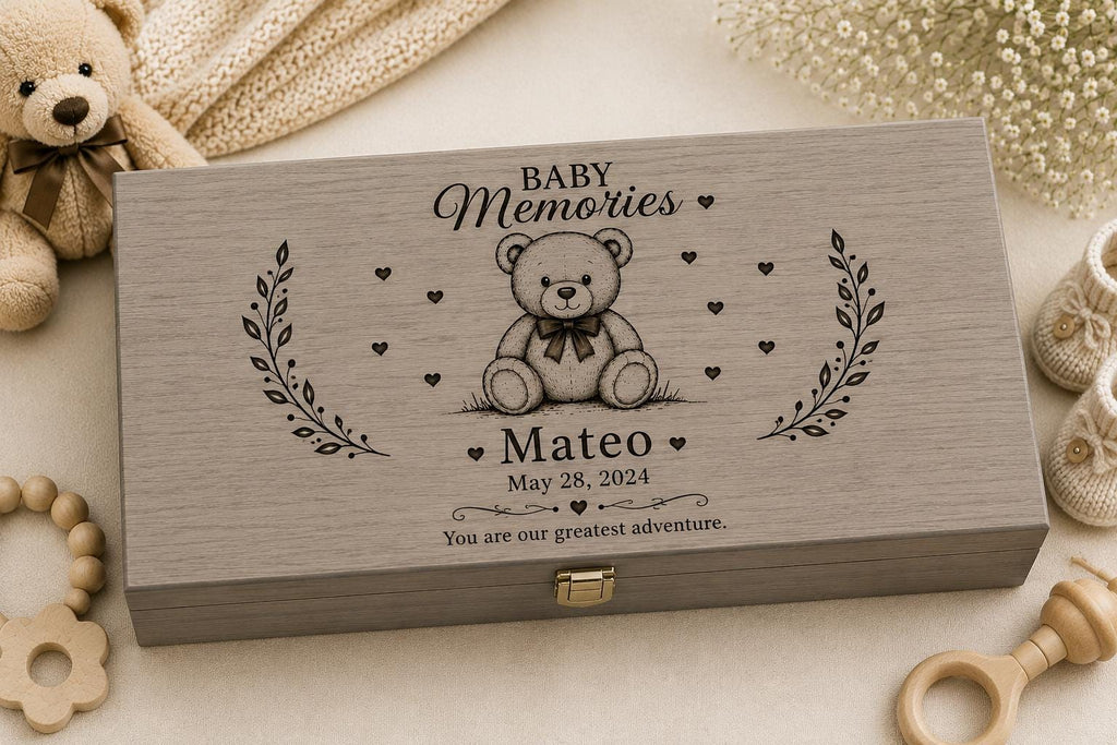 Personalized Wooden Baby Memory Box | Engraved Keepsake Gift, Baby Shower, Newborn