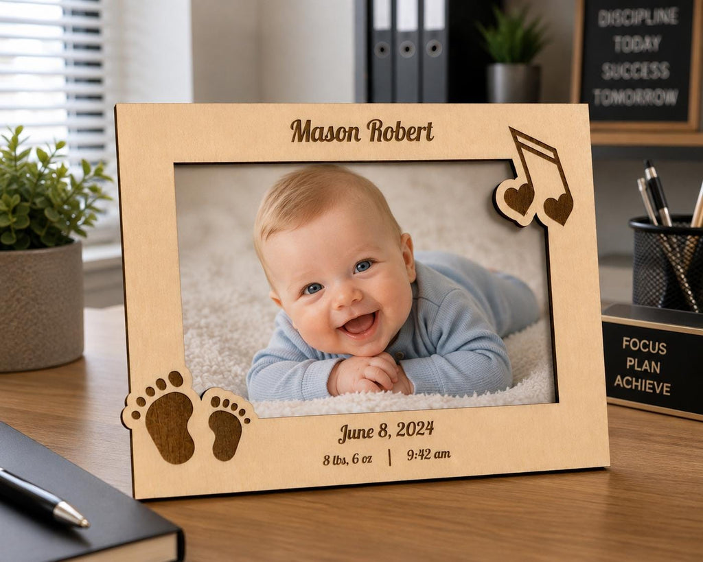Personalized Baby Photo Frame – Custom Name, Birth Details, Nursery Decor