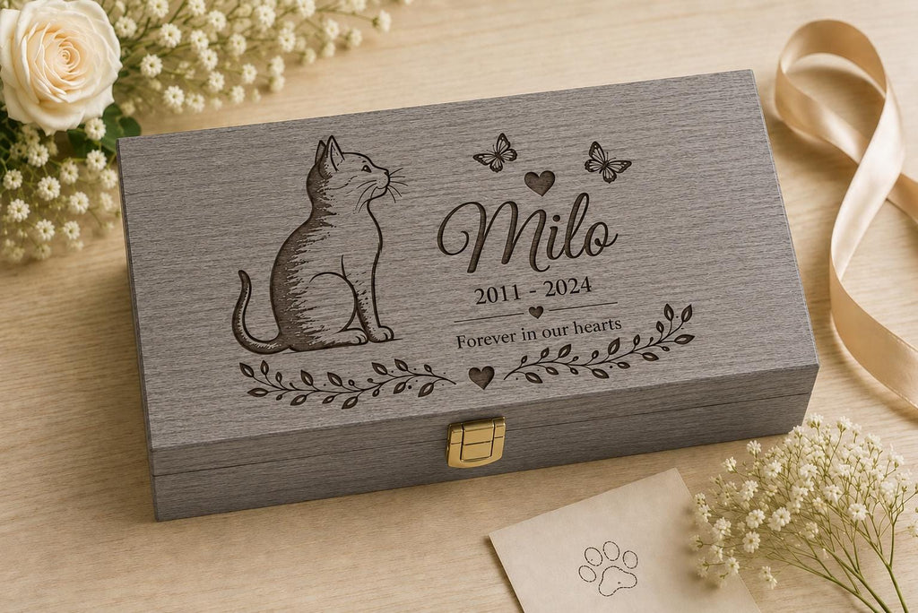 Personalized Wooden Pet Memory Box | Custom Pet Keepsake Memorial Gift