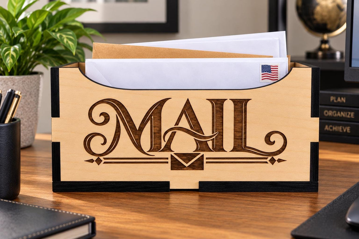 Personalized Basswood Mail Holder, Custom Family Name Organizer