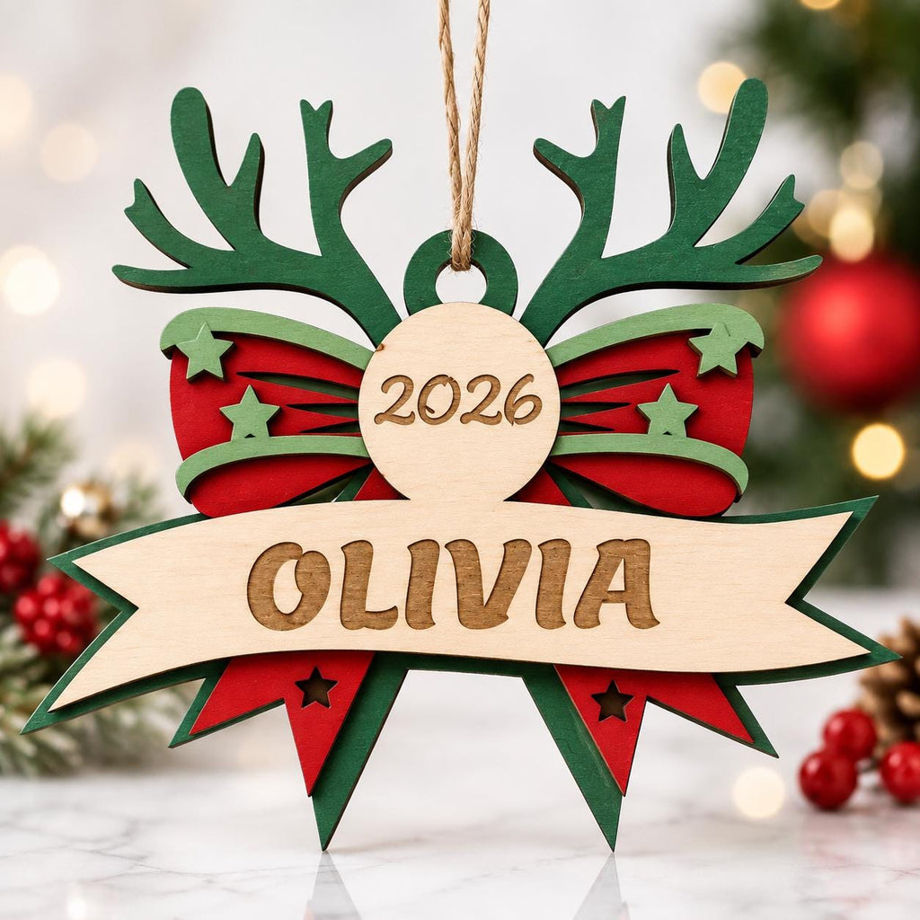 Personalized Wooden Christmas Ornament – Custom Name Keepsake Gift for Kids & Family
