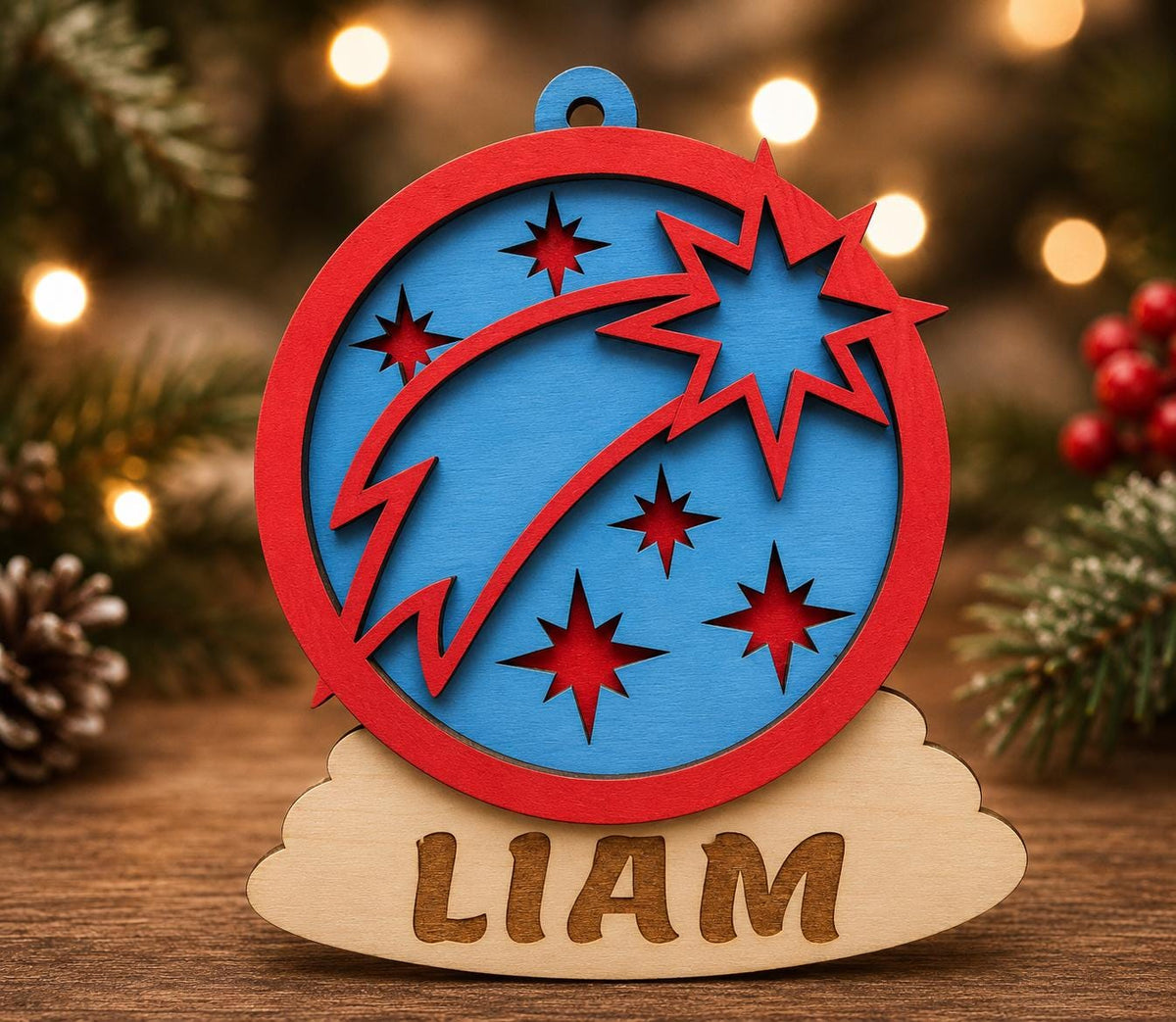 Personalized Wooden Christmas Ornament – Custom Name Keepsake Gift for Kids & Family