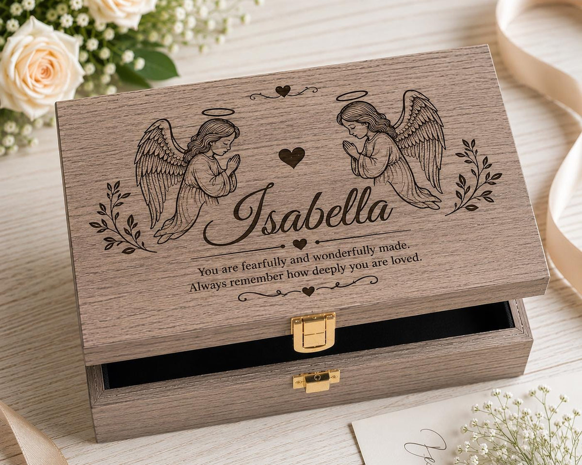 Personalized Wooden Memory Box | Custom Engraved Keepsake Gift
