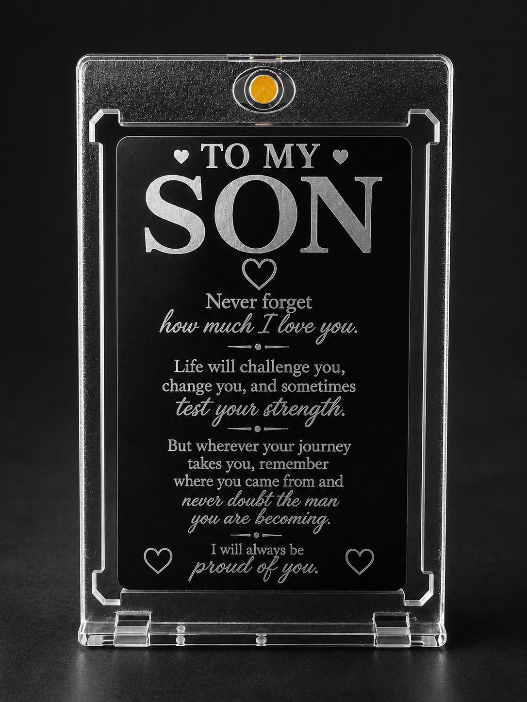 Personalized Metal Card for Son or Daughter, Double-Sided Engraved Keepsake Gift