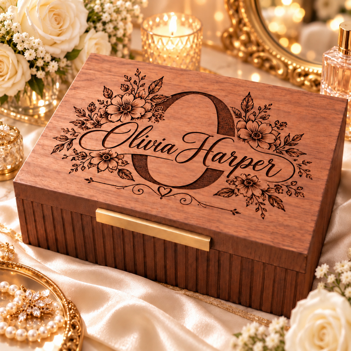 Personalized Keepsake Box for Women, Custom Engraved Memory Box, Gift for Her, Mom, Wife, Daughter, Birthday, Mother’s Day Gift