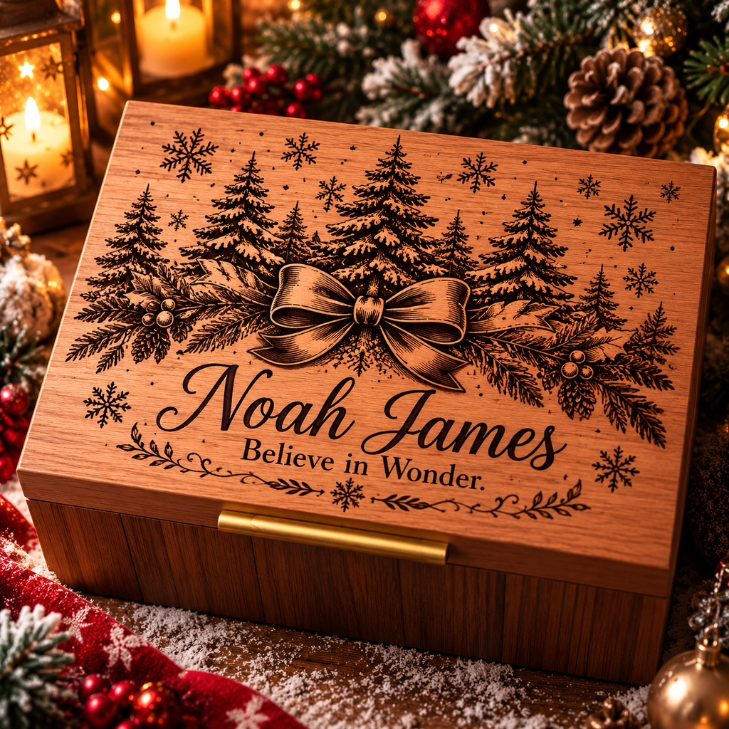 Personalized Christmas Keepsake Box, Custom Engraved Memory Box for Ki ...