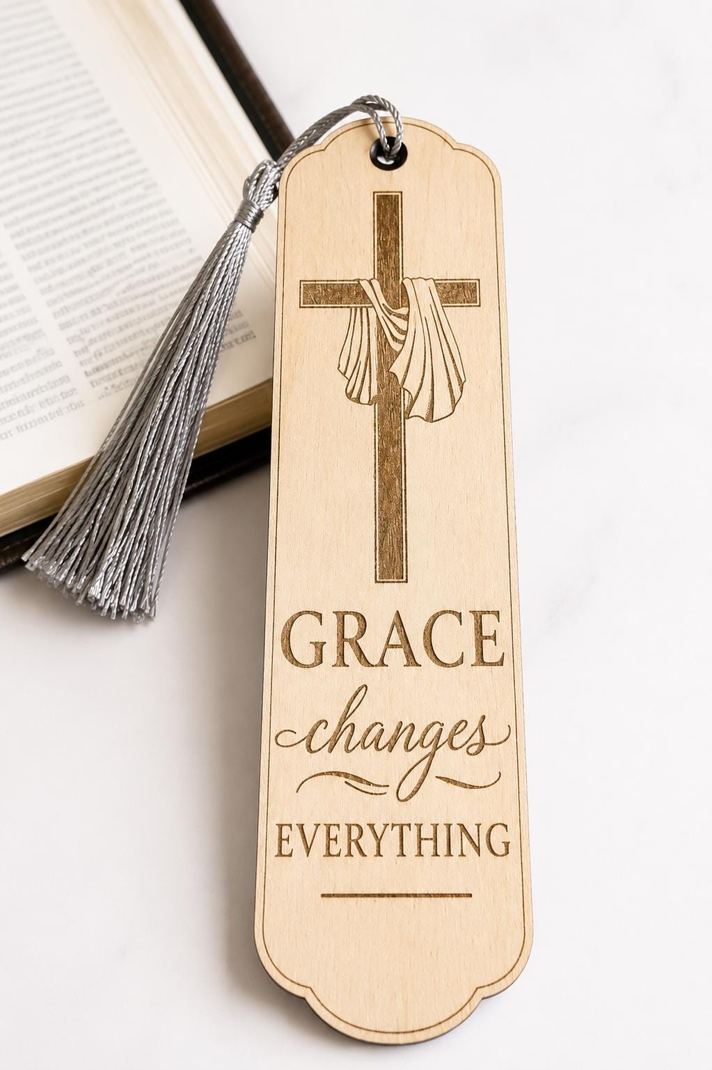 Laser Engraved Wooden Bookmark | Inspirational Christian Verse, Bible Study Gift