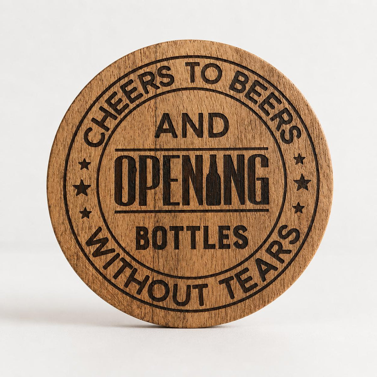 Funny Engraved Wooden Beer Coasters, Rustic Bar Decor, Set of 4