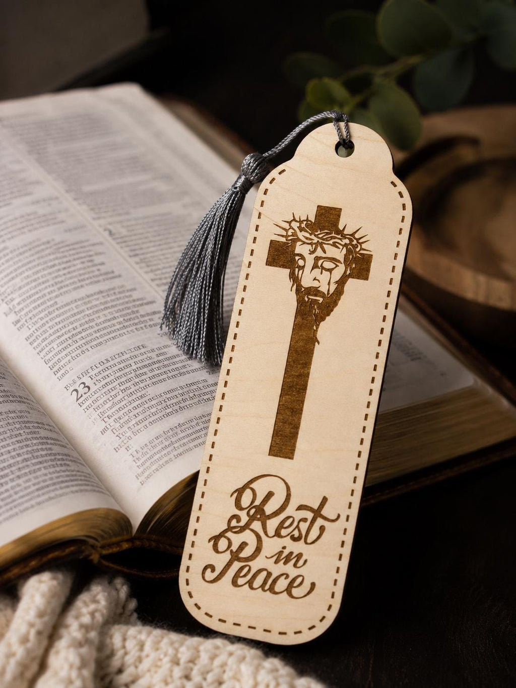 Set of 5 Laser Engraved Wooden Bookmarks | Scripture Inspired, Faith Tassel Bundle