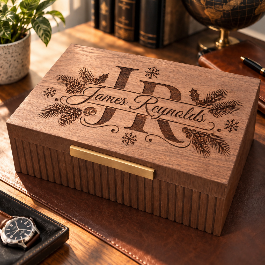 Personalized Wooden Keepsake Box for Men, Custom Engraved Memory Box, Gift for Him, Husband, Dad, Groomsman, Birthday or Christmas Gift