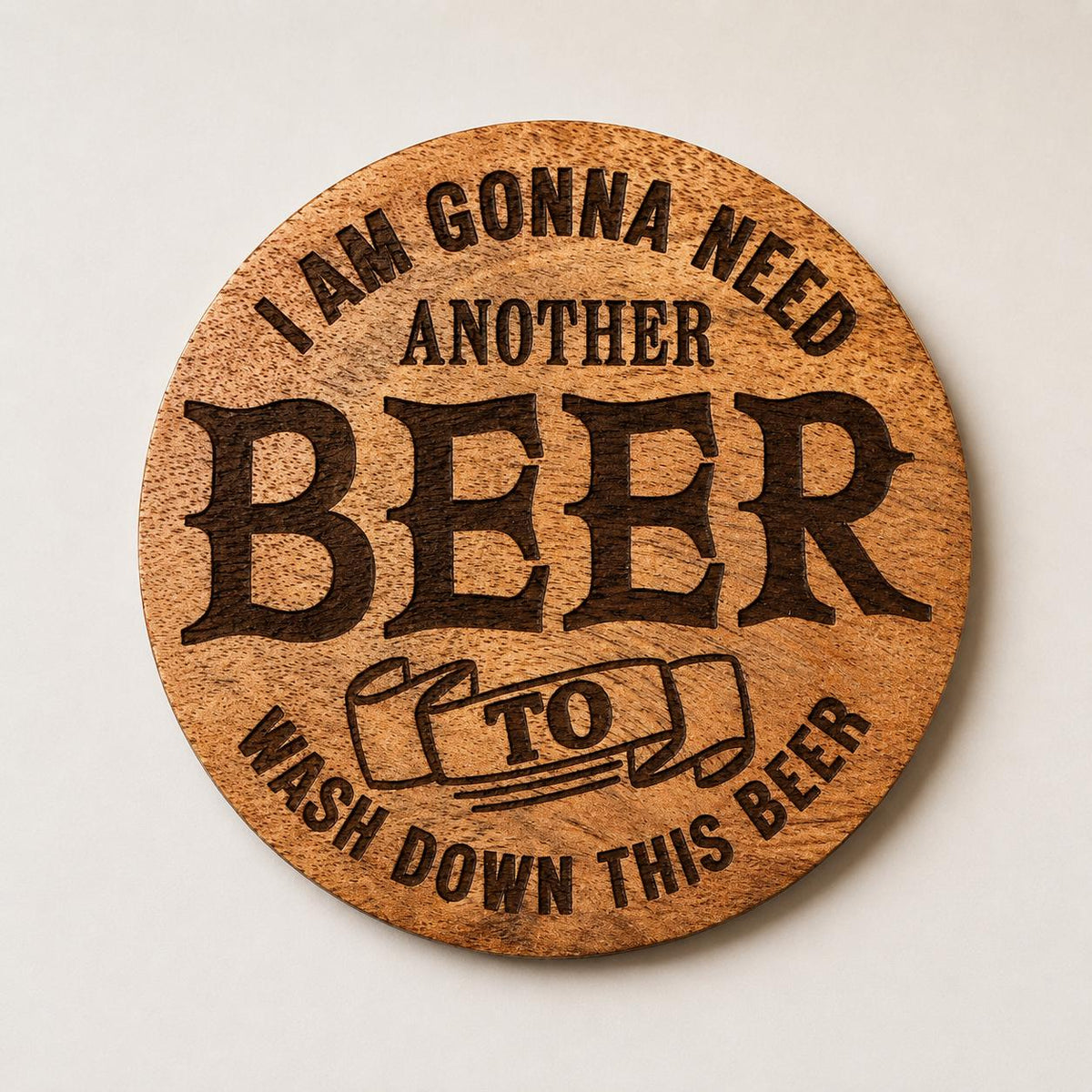 Funny Engraved Wooden Beer Coasters, Rustic Bar Decor, Set of 4
