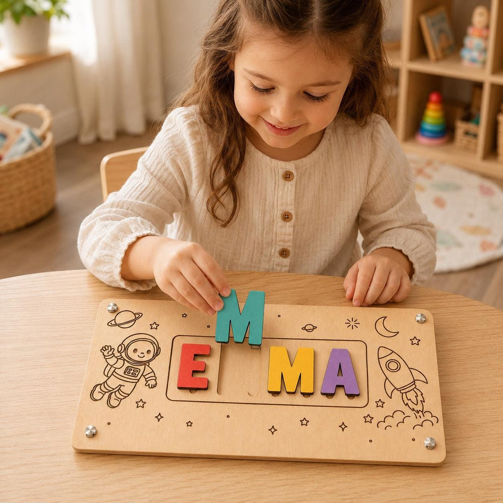 Personalized Wooden Name Puzzle | 3D Letter Learning Toy (Basswood)