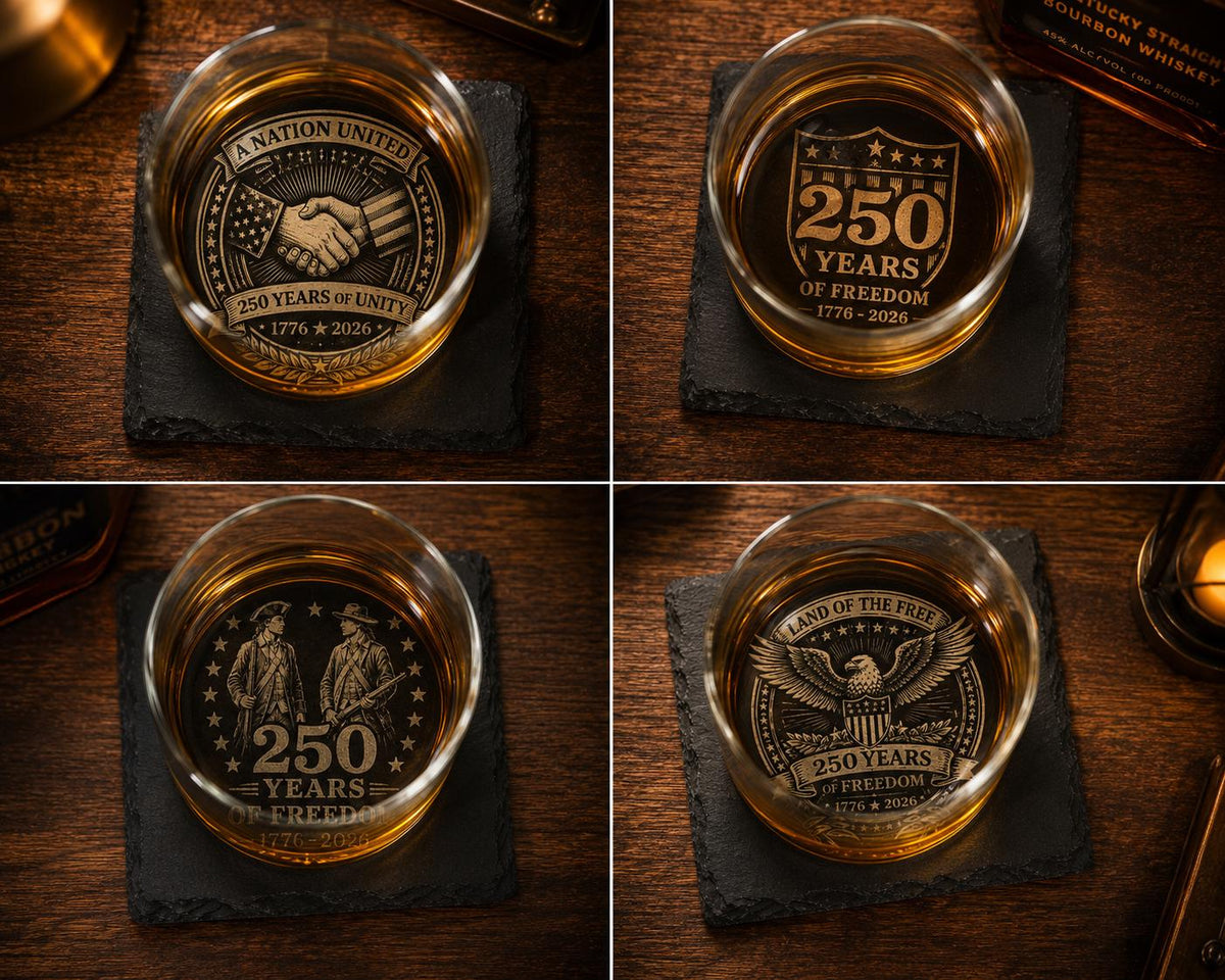 Engraved Slate Coaster, America 250 Years Patriotic Decor, 1776-2026