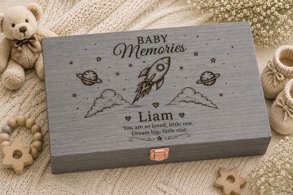Personalized Wooden Baby Memory Box | Engraved Keepsake Gift, Baby Shower, Newborn