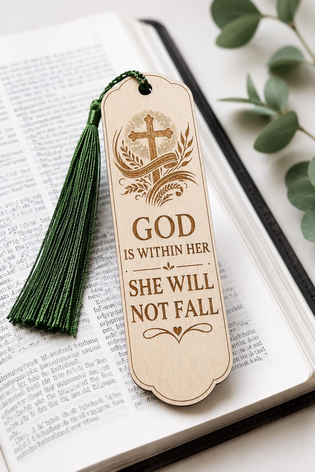 Laser Engraved Wooden Bookmark | Inspirational Christian Verse, Bible Study Gift