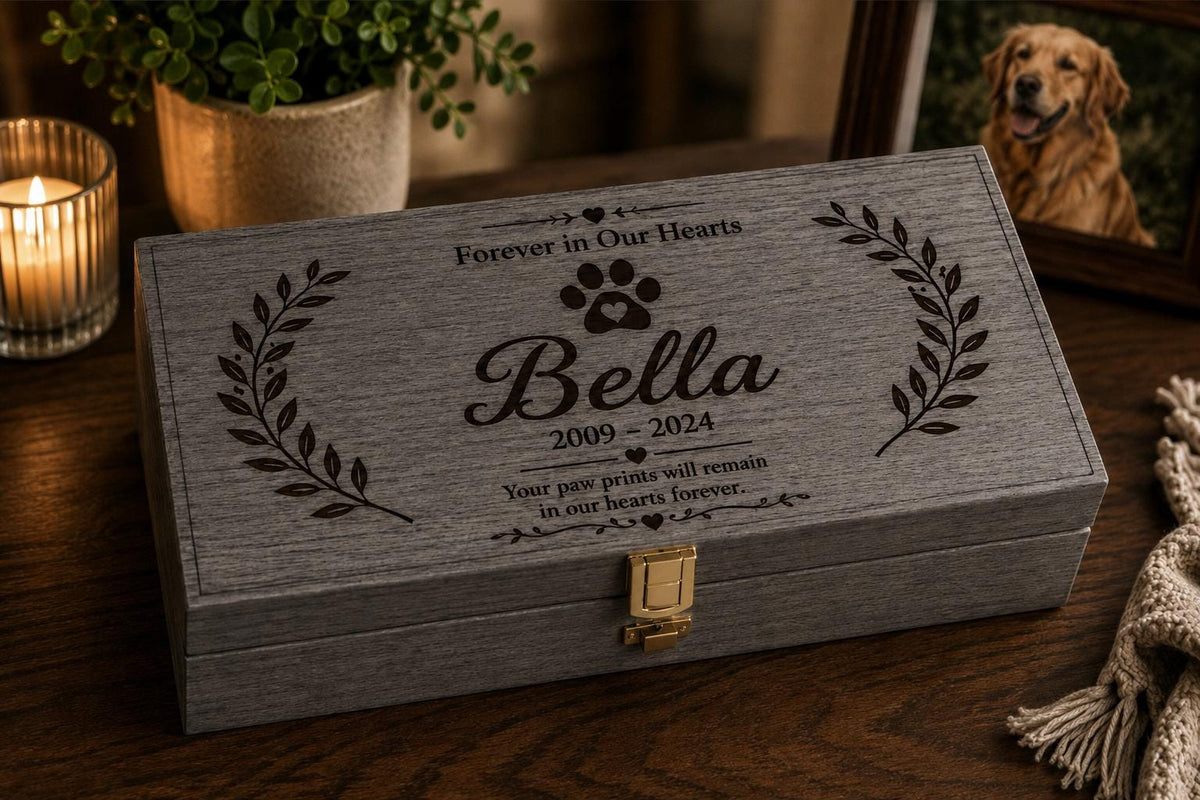 Personalized Wooden Pet Memory Box | Custom Pet Keepsake Memorial Gift