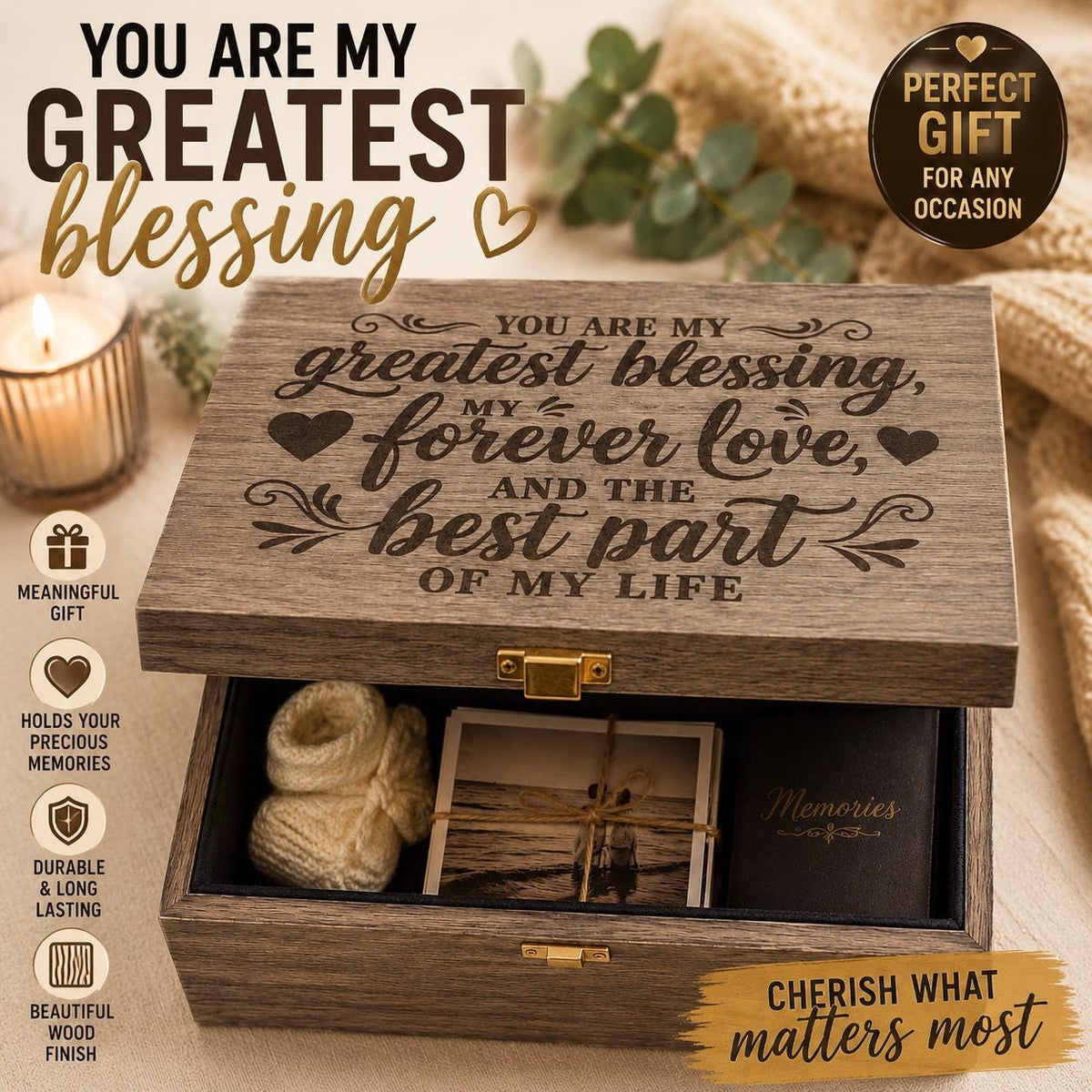 Personalized Wooden Memory Box | Custom Engraved Keepsake Gift