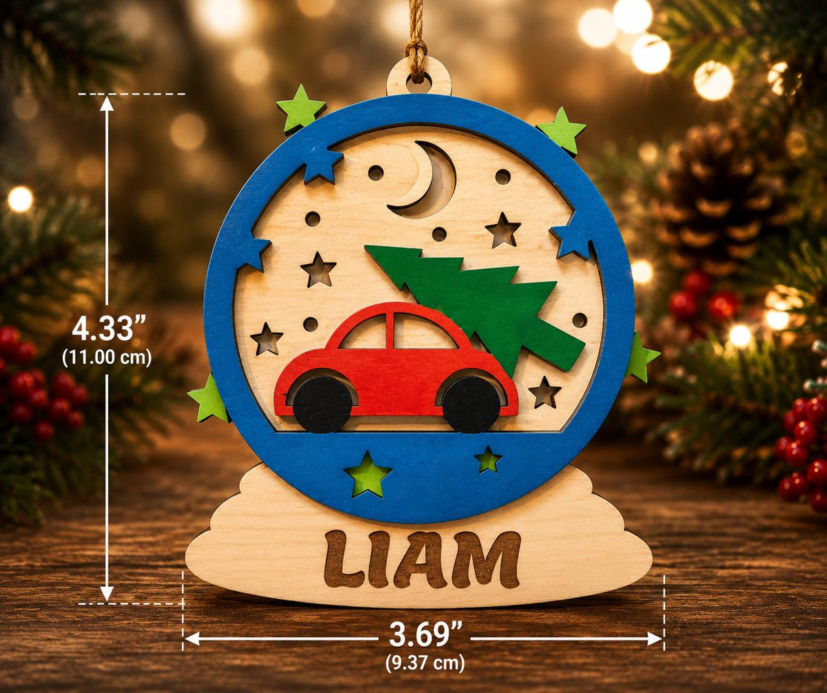 Personalized Wooden Christmas Ornament – Custom Name Keepsake Gift for Kids & Family