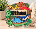 Personalized Dinosaur Name Sign, Laser Cut Hand Painted Wooden Nursery Decor