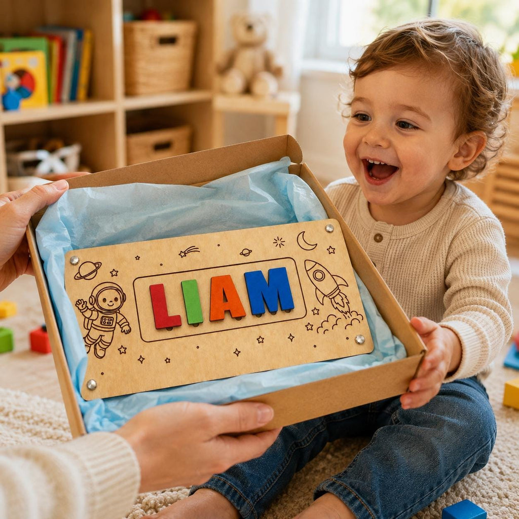 Personalized Wooden Name Puzzle | 3D Letter Learning Toy (Basswood)
