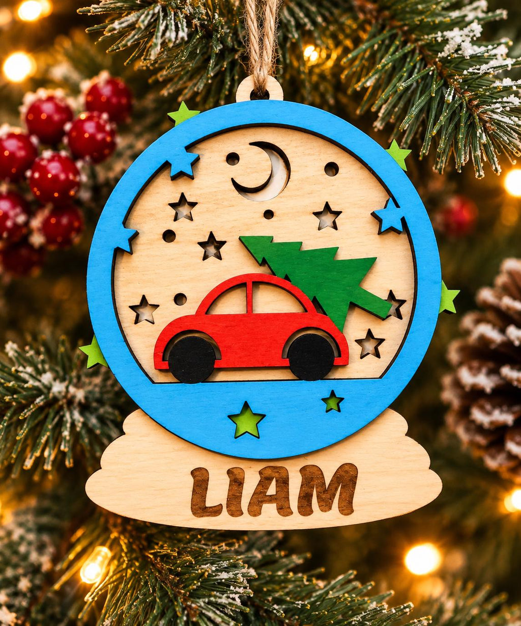 Personalized Wooden Christmas Ornament – Custom Name Keepsake Gift for Kids & Family