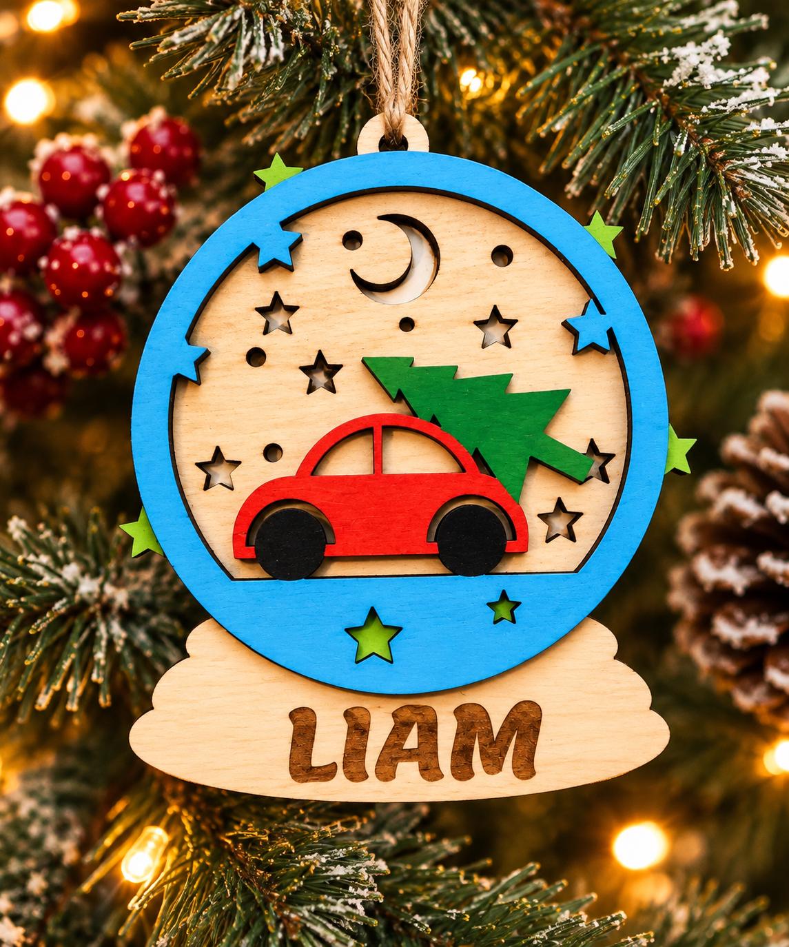 Personalized Wooden Christmas Ornament – Custom Name Keepsake Gift for Kids & Family