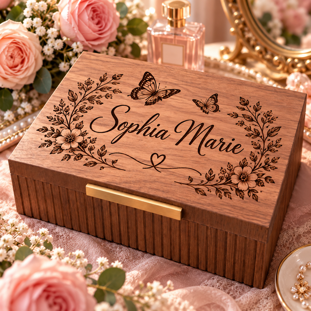 Personalized Keepsake Box for Women, Custom Engraved Memory Box, Gift for Her, Mom, Wife, Daughter, Birthday, Mother’s Day Gift