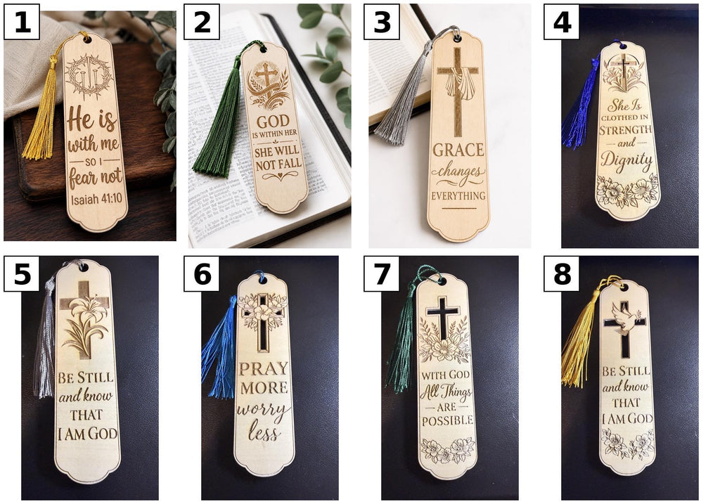 Laser Engraved Wooden Bookmark | Inspirational Christian Verse, Bible Study Gift