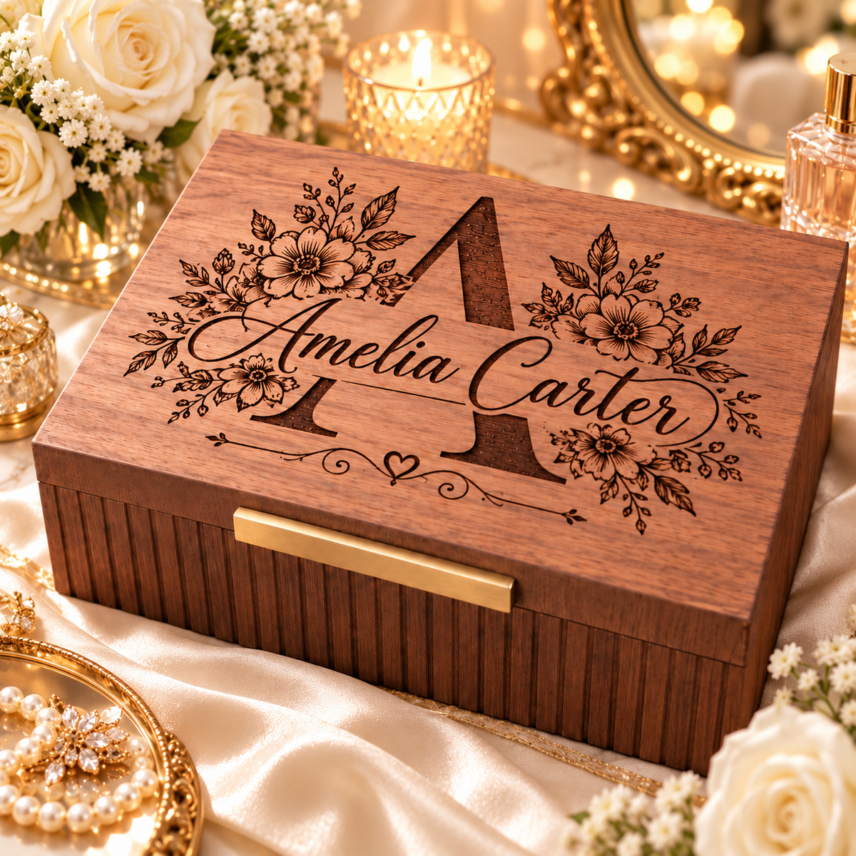 Personalized Keepsake Box for Women, Custom Engraved Memory Box, Gift for Her, Mom, Wife, Daughter, Birthday, Mother’s Day Gift