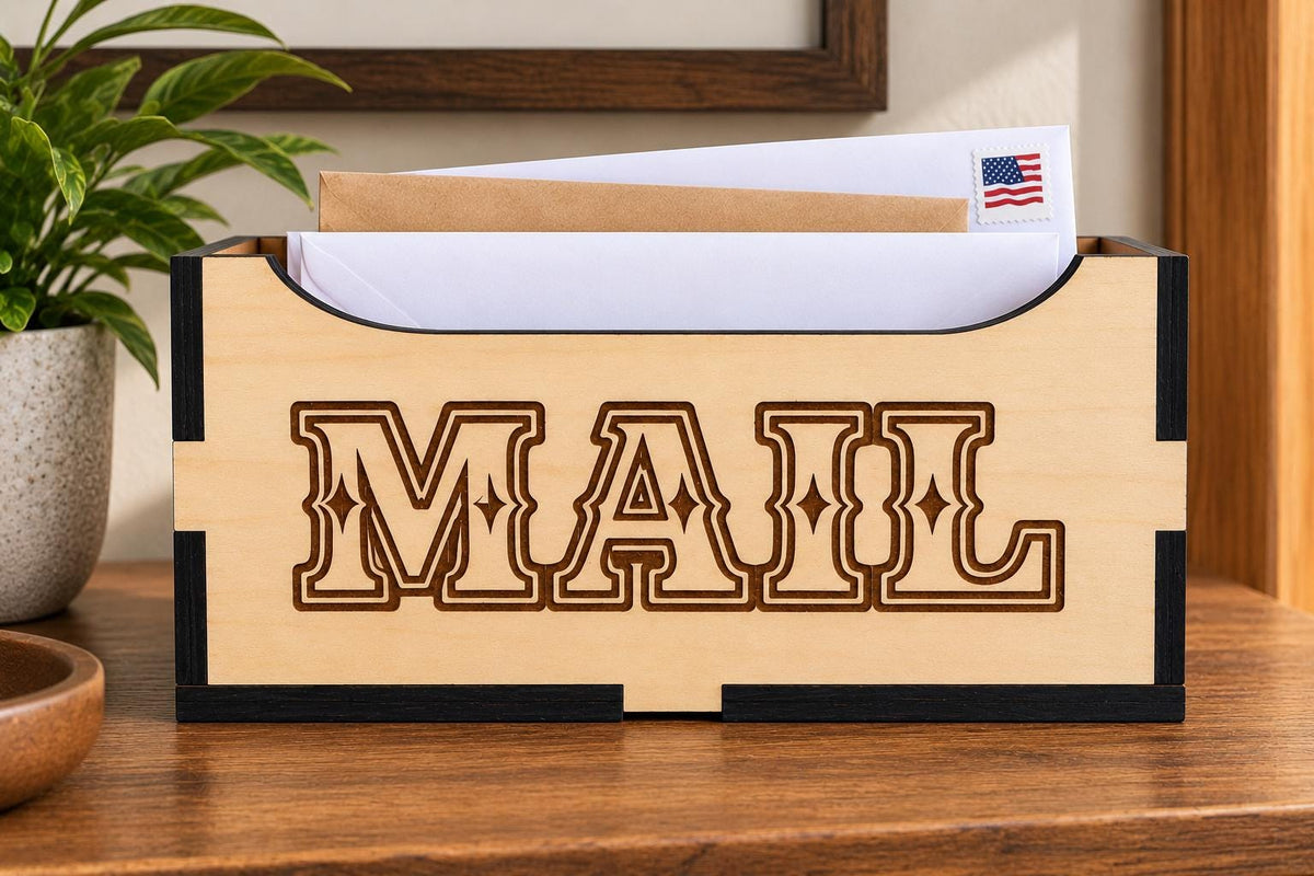 Personalized Basswood Mail Holder, Custom Family Name Organizer