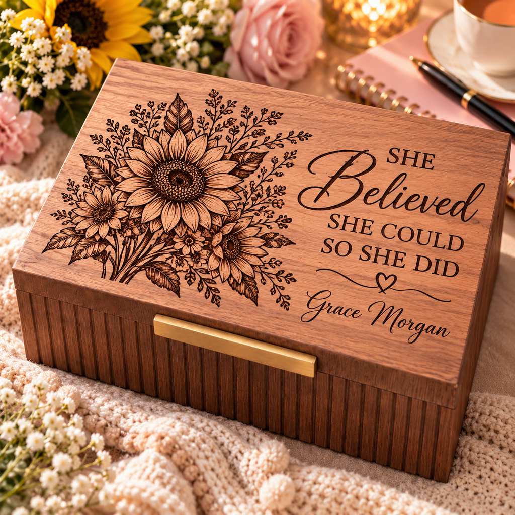 Personalized Keepsake Box for Women, Custom Engraved Memory Box, Gift for Her, Mom, Wife, Daughter, Birthday, Mother’s Day Gift