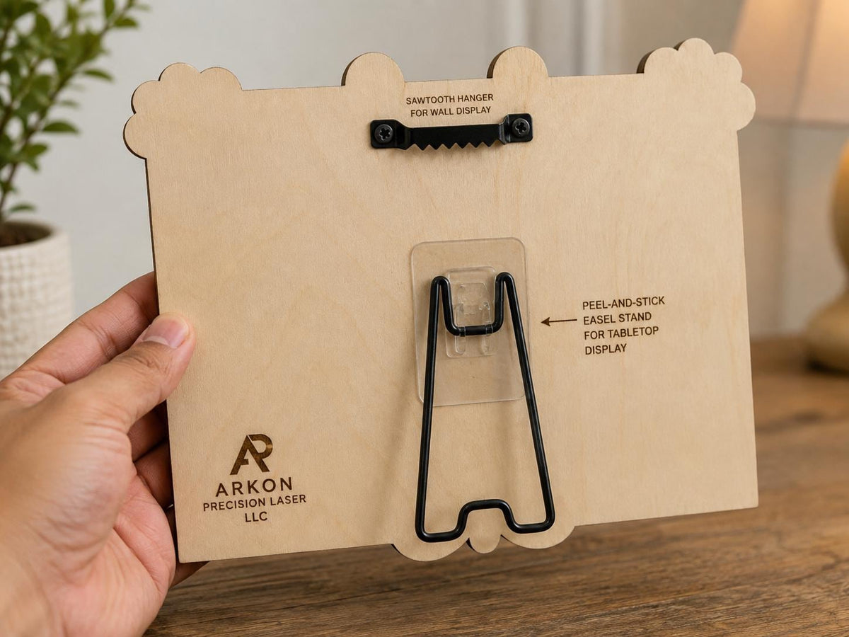 Personalized Dog Photo Frame – Engraved Wood, Paw Prints, Bone Design (Custom Name)