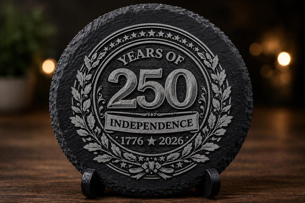 Engraved Slate Coaster, America 250 Years Patriotic Decor, 1776-2026