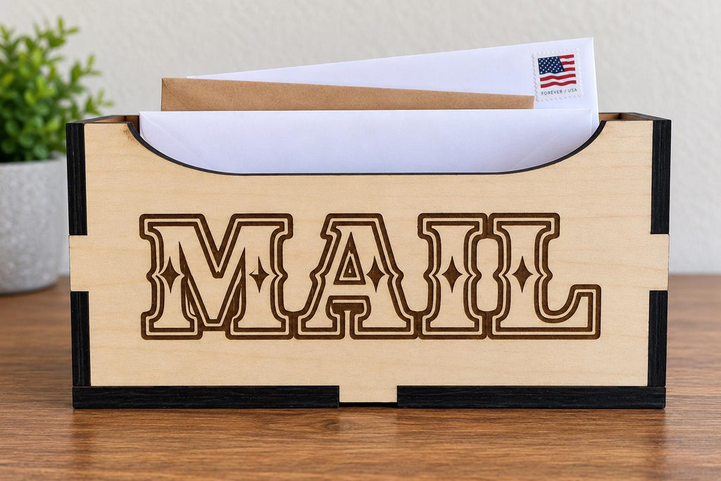 Personalized Basswood Mail Holder, Custom Family Name Organizer