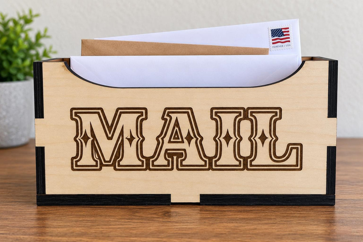 Personalized Basswood Mail Holder, Custom Family Name Organizer