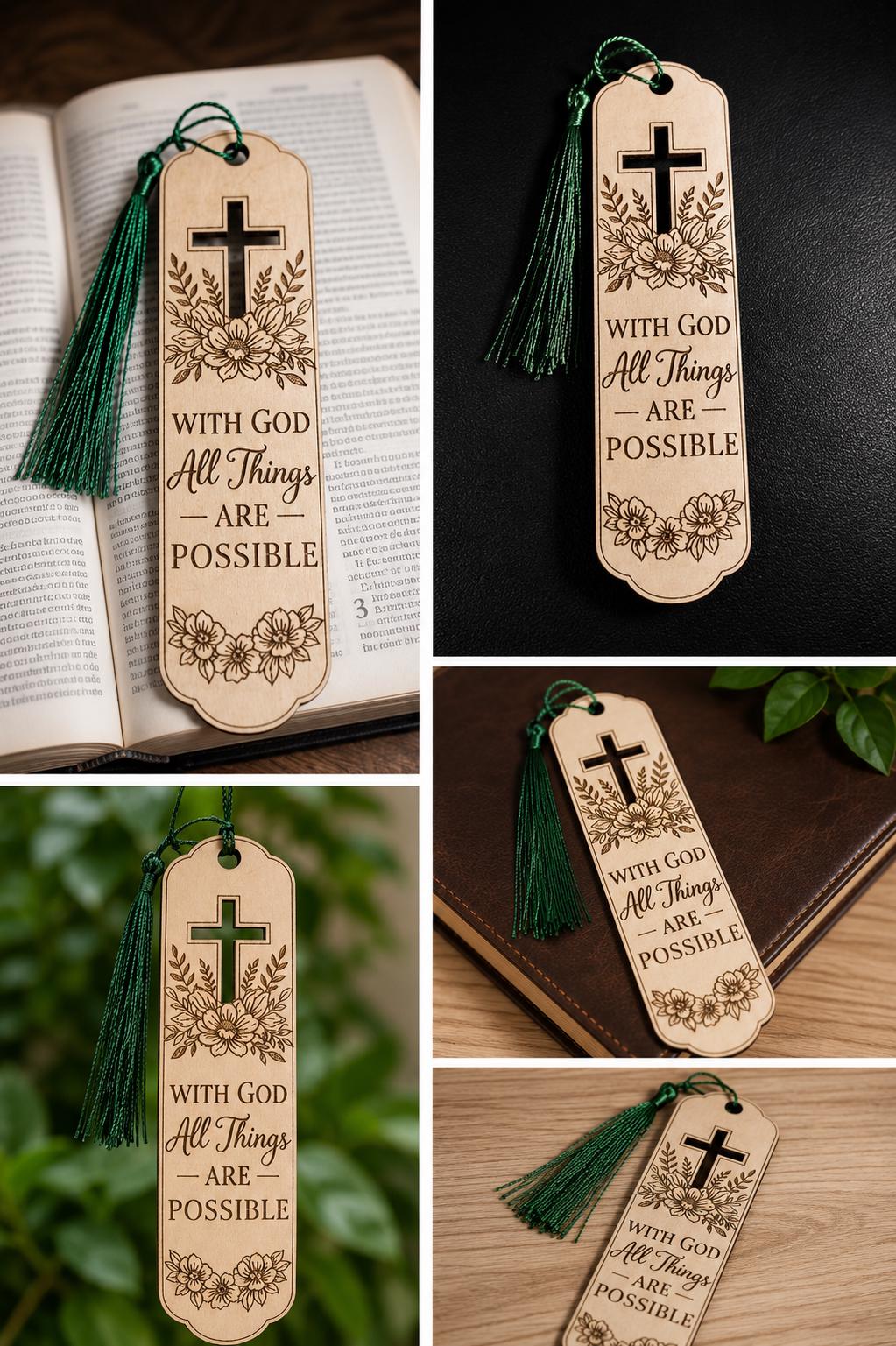Laser Engraved Wooden Bookmark | Inspirational Christian Verse, Bible Study Gift