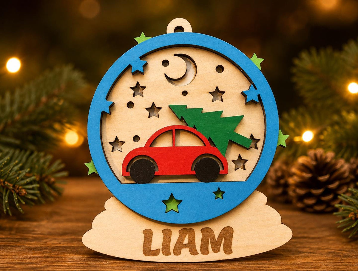 Personalized Wooden Christmas Ornament – Custom Name Keepsake Gift for Kids & Family