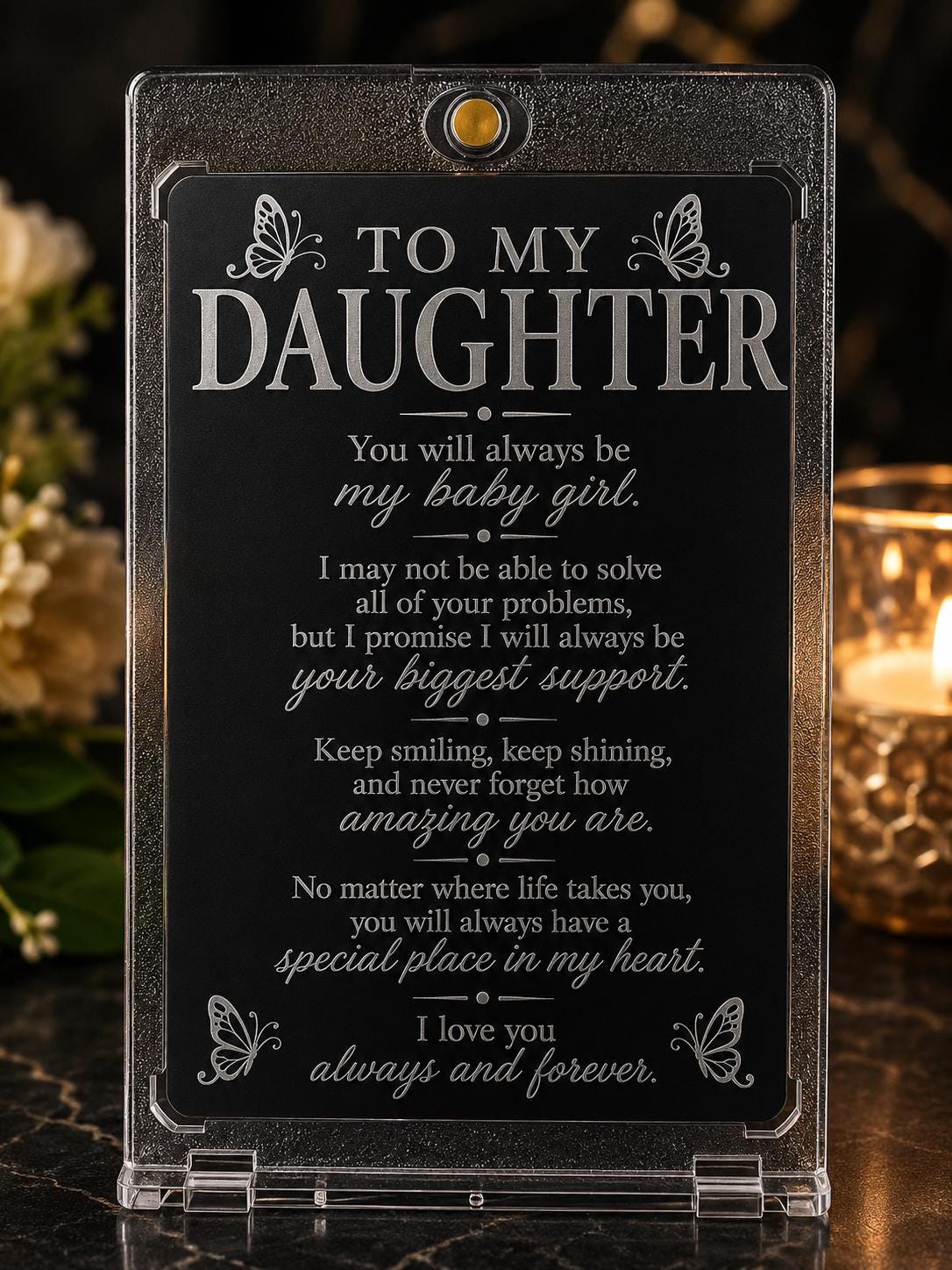 Personalized Metal Card for Son or Daughter, Double-Sided Engraved Keepsake Gift