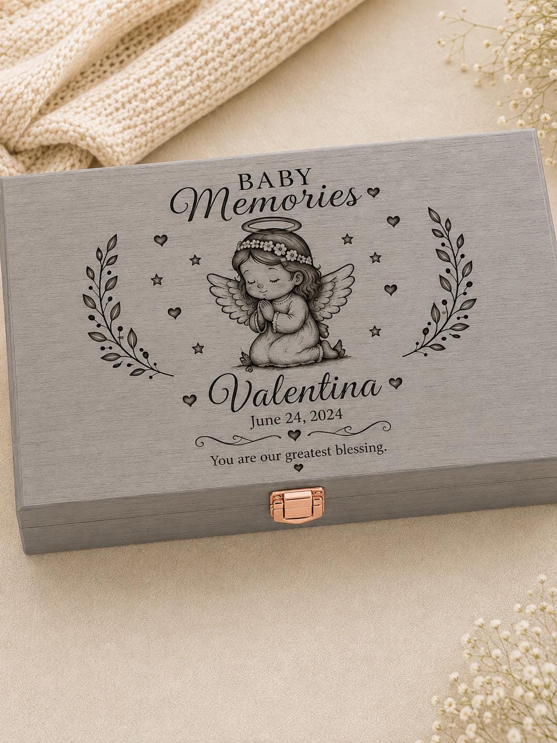 Personalized Wooden Baby Memory Box | Engraved Keepsake Gift, Baby Shower, Newborn