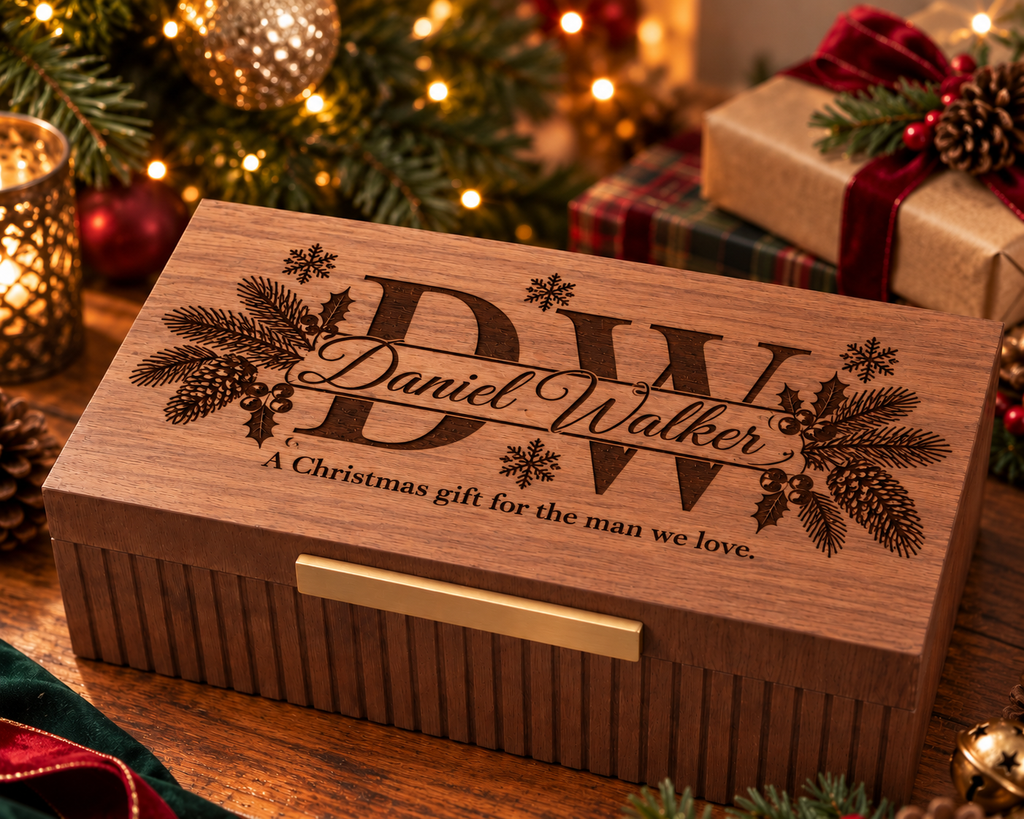 Personalized Wooden Keepsake Box for Men, Custom Engraved Memory Box, Gift for Him, Husband, Dad, Groomsman, Birthday or Christmas Gift