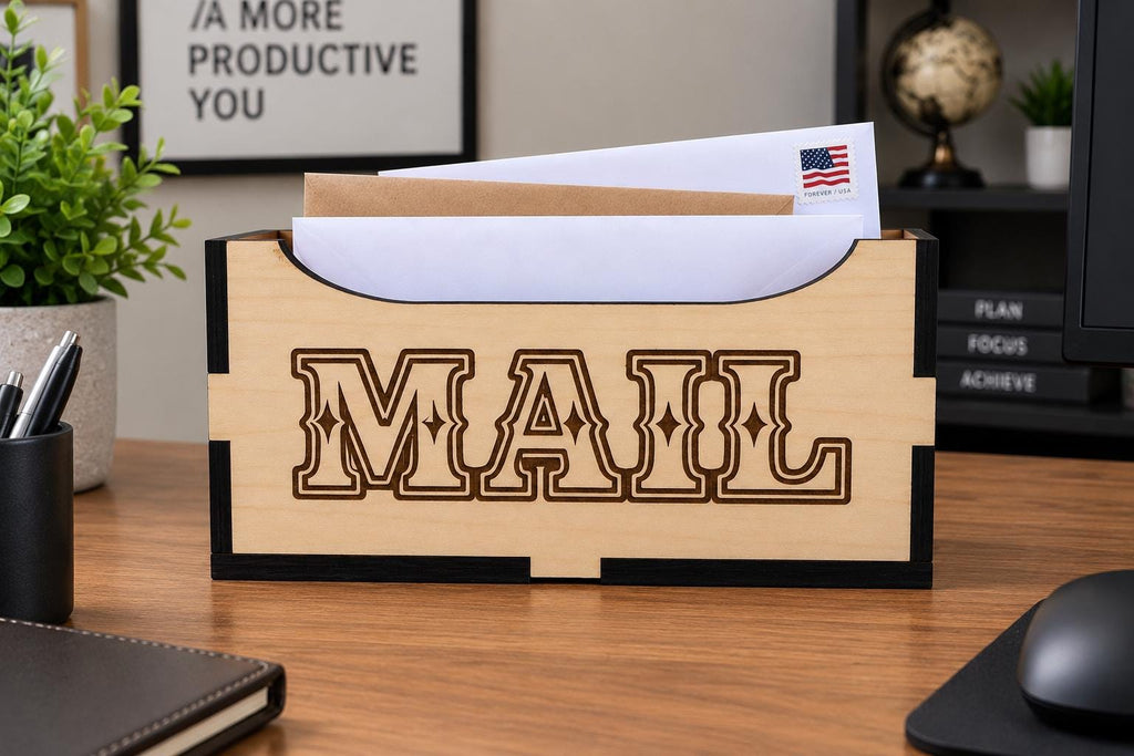 Personalized Basswood Mail Holder, Custom Family Name Organizer