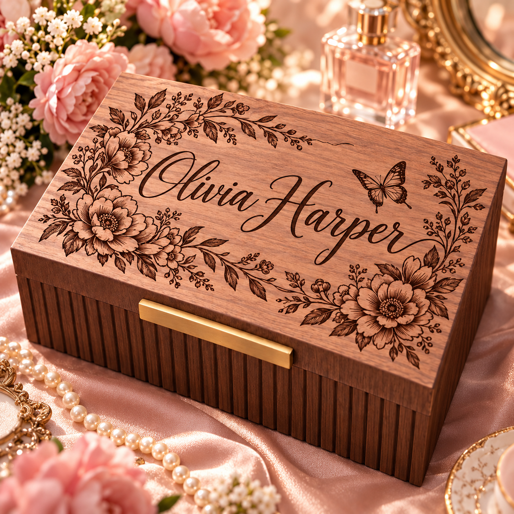 Personalized Keepsake Box for Women, Custom Engraved Memory Box, Gift for Her, Mom, Wife, Daughter, Birthday, Mother’s Day Gift