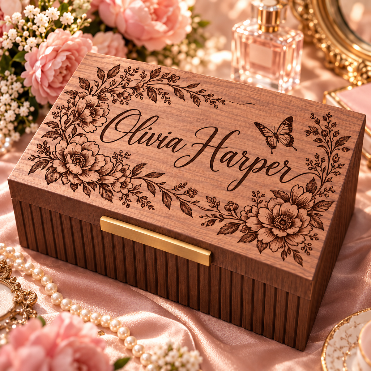 Personalized Keepsake Box for Women, Custom Engraved Memory Box, Gift for Her, Mom, Wife, Daughter, Birthday, Mother’s Day Gift